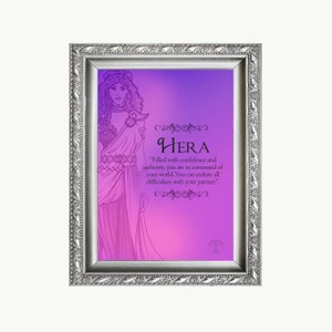 Godin Hera kunstprint/godin van familie en huwelijk poster/Griekse godin Hera print/A5 print, bonus 4 kaarten