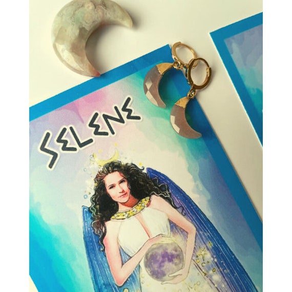 ◇wing bling◇ Moonstone Selene earrings/earrings Selene Moonstone Huggies – True Warrior Jewelry
