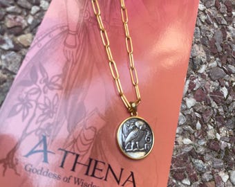 Goddess Athena necklace/Greek Goddess jewerly/Goddess Athena symbol necklace stainless steel, symbol of wisdom necklace, Goddess Athena gift