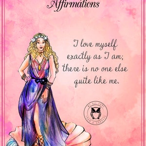 Godin Aphrodite Bevestigingskaarten, 20 verschillende berichten/maak contact met je innerlijke Godin, tips en affirmaties