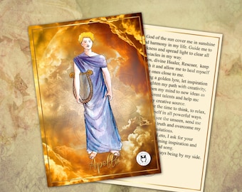 Greek Gods prayer card/Apollo prayer, Hermes prayer/Greek Gods invocation cards