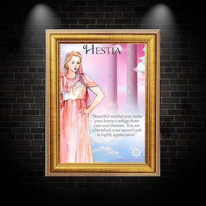 Goddess Hestia art print/Goddess of Family and Hearth/ Greek Goddess Hestia print/A5 print, bonus 4 cards