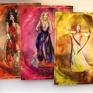 Lot de 8 cartes d'invocation de la déesse grecque/Athéna, Héra, Artémis, Aphrodite, Déméter, Perséphone, Hécate, Hestia