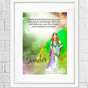 Godin Demeter art print/godin van landbouw en vruchtbaarheid/Griekse godin Demeter print/A5 print, bonus 4 kaarten