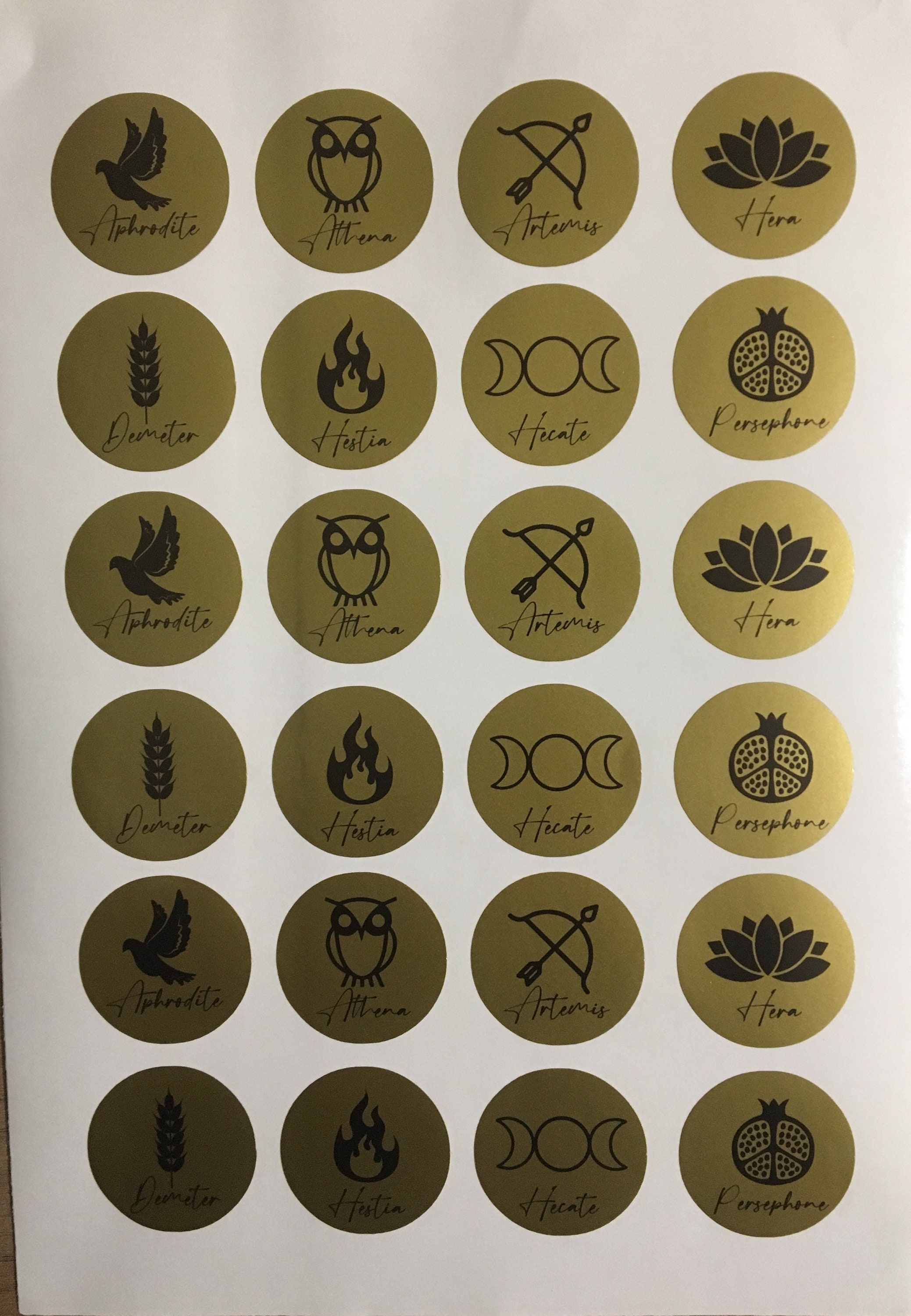 Greek Goddess Stickers/24 Greek Goddesses Golden Symbols - Etsy Denmark