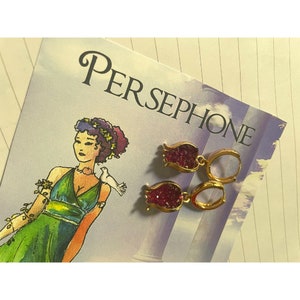 Goddess Persephone earrings/Pomegranate earringsGreek Goddess jewerly/24k gold plated pomegranate earrings/ Persephone symbol earrings
