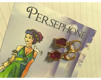 Goddess Persephone earrings/Pomegranate earringsGreek Goddess jewerly/24k gold plated pomegranate earrings/ Persephone symbol earrings