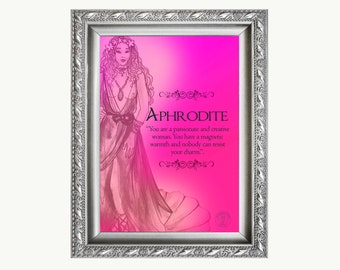 Goddess Aphrodite art print/Goddess of Beauty and Love poster/ Greek Goddess Aphrodite print/A5 print, bonus 4 cards