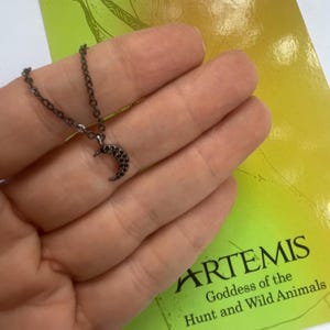 Artemis 925S Sterling Silver Black Zircon moon necklace/ Goddess Artemis moon necklace