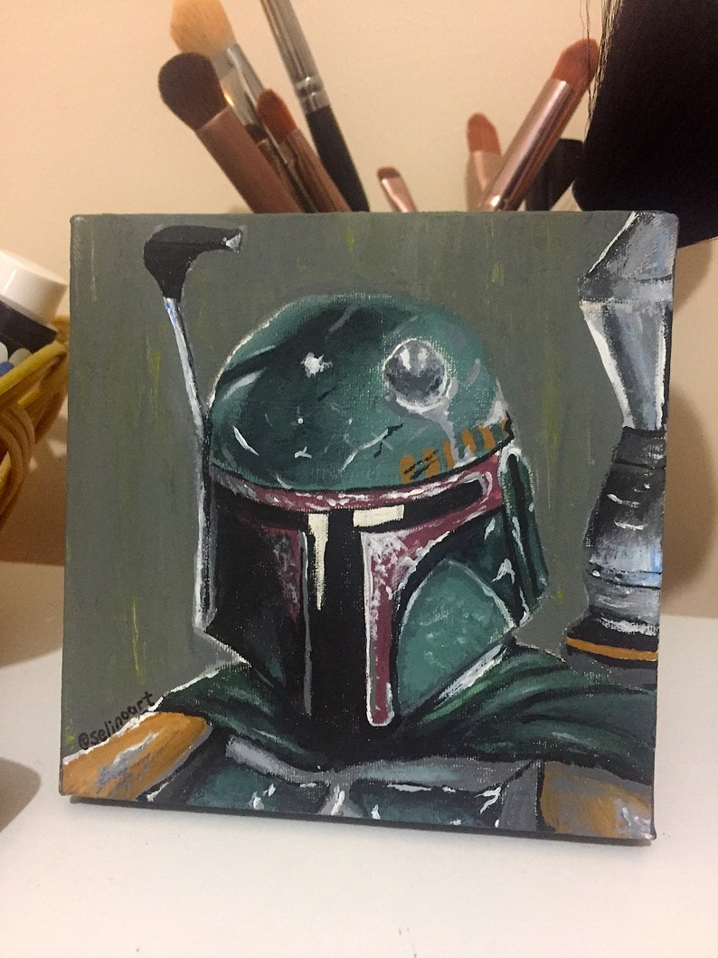 Boba Fett Acryl-Malerei auf Mini-Leinwand | Etsy