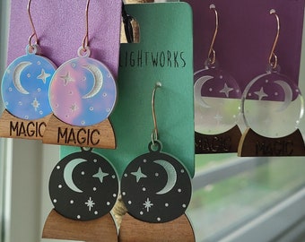 Pendientes con bolas de cristal mágicas grabadas: ¡opción que brilla en la oscuridad!