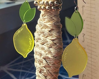 Pendientes colgantes de limón de dos piezas cortados con láser