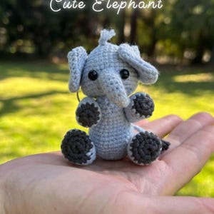 Amigurumi Cute Gray Elephant Crochet Keychain | Bag Charm | Chibi Elephant Tons of love | Dumbo Don't just fly, soar! | Physical Item