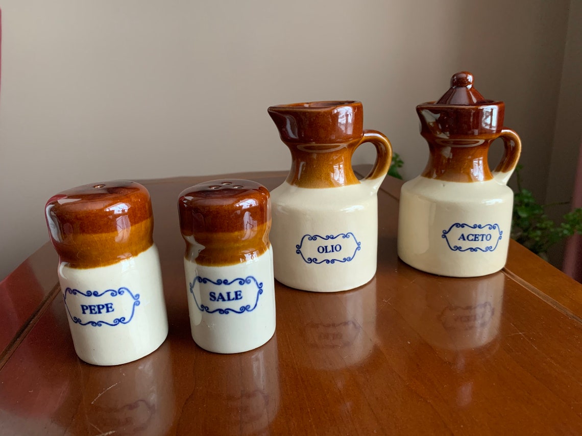 Vintage Salt Pepper Oil Vinegar bottles Etsy