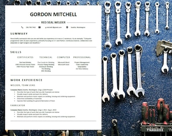 Modern Resume Template for Trades: Welder, Mechanic, Plumber (MS Word)