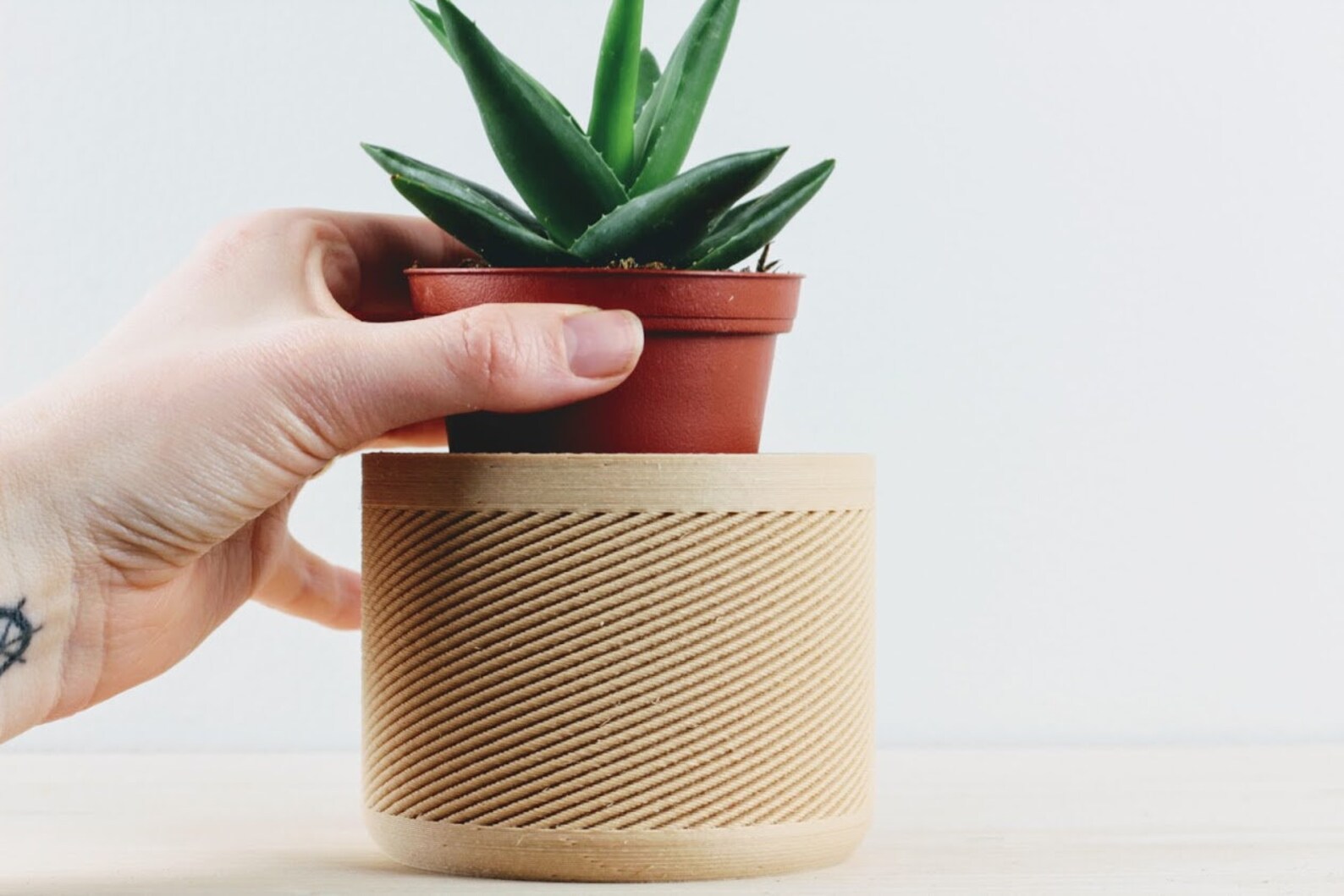 Indoor Planter EcoFriendly Planter Tan Pot Small Plant Etsy