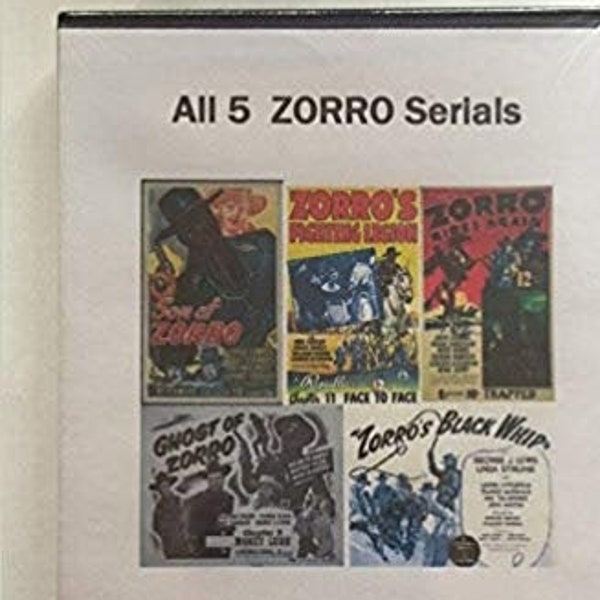 ZORRO Chapter Serials Complete Series 5 DVD's-73 Episodes 1937-1949-Saturday Serial Collectors Choice-Cliffhangers-Clayton Moore