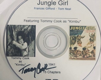 Tommy Cook-Kürzlich Signiertes-Autogramm-Jungle Girl 1941-15 Kapitel-Samstag-Serien- DVD-RARE-begrenztes Zeit-Angebot- Tolle Geschenk-Sammler!
