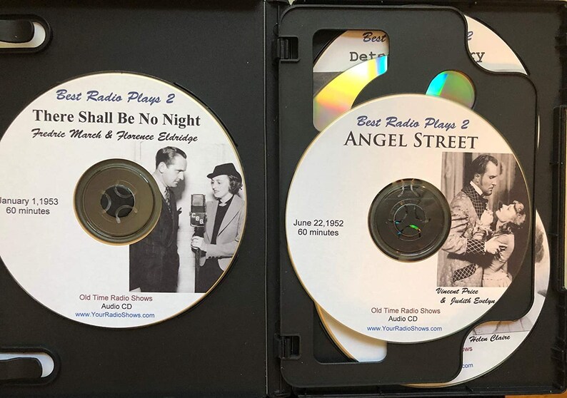 May include: A black CD case containing three audio CDs from the "Best Radio Plays 2" series. The CDs feature vintage radio dramas, including "There Shall Be No Night" and "Angel Street." Each CD has a photo of the actors and the show's details.