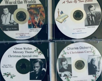 Orson Welles Collectors-4 Audio CDs-Live Old Time Radio Shows-War Of The Worlds, A Christmas Carol, Mercury Theater, A Tale Of Two Cities!