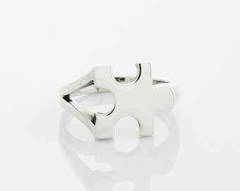 Sterling Silver Large Puzzle Ring, Autism Ring, Dainty Puzzle Ring, Puzzle for Autism Ring, Autism Awareness Ring ARSR026