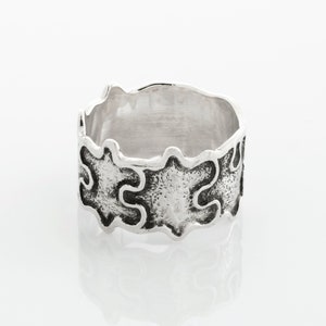 Sterling Silver Autism Puzzle Awareness Ribbon Ring, Awareness, Silver Puzzle Ring, Wide Puzzle Silver Ring ARSR028