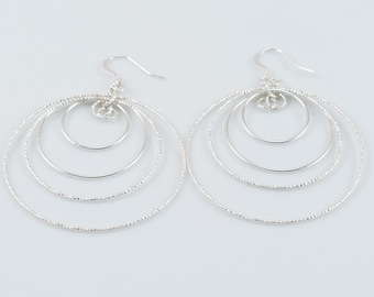 Sterling Silver Sparkle and Plain Hoop Earrings, Statement Hoop Earrings, Everyday Earrings, Silver Hoops, SOER19