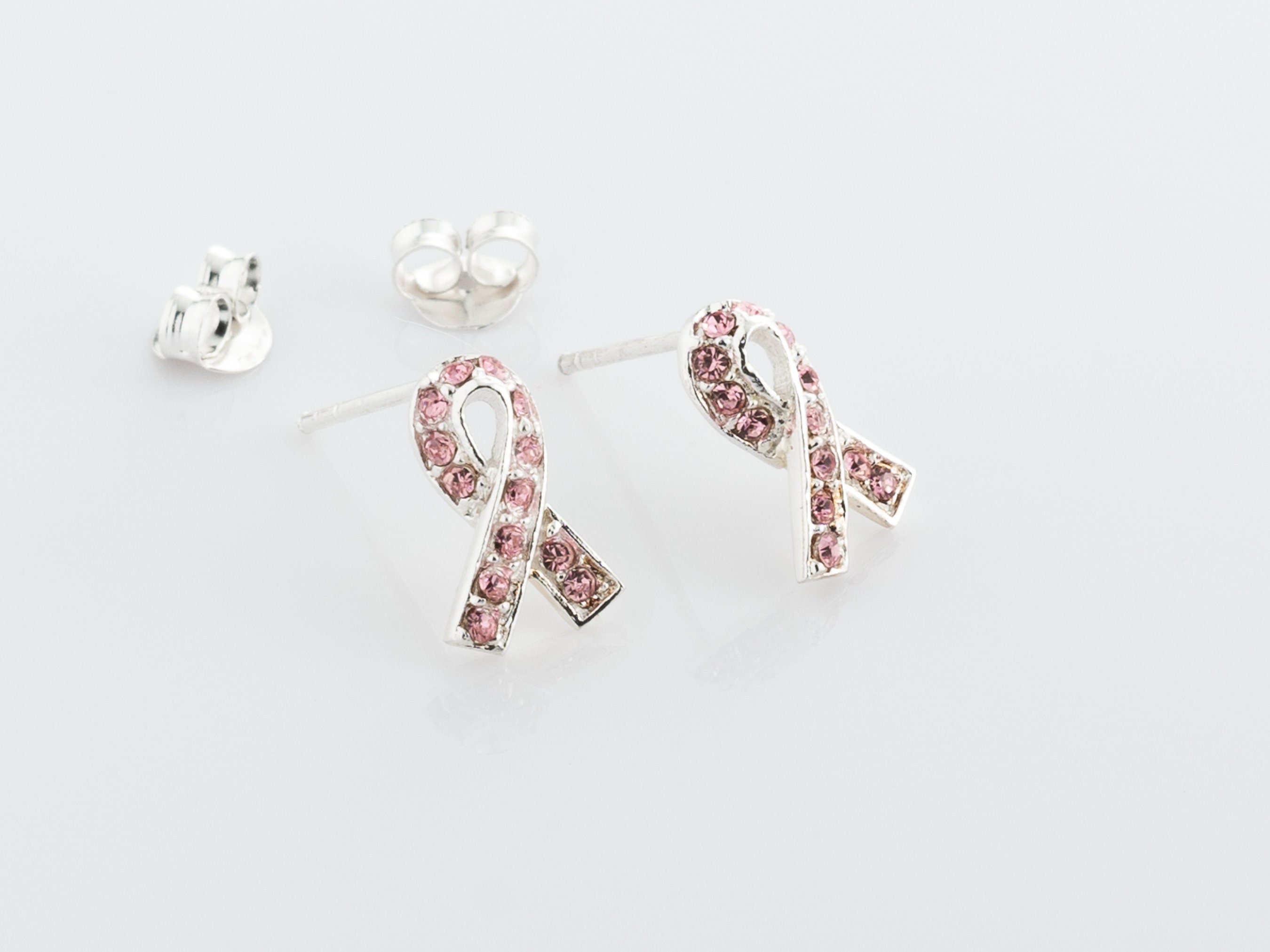 Breast Cancer Awareness Enamel Pink Ribbon With Freshwater Pearl Dangle Earrings, 1.75