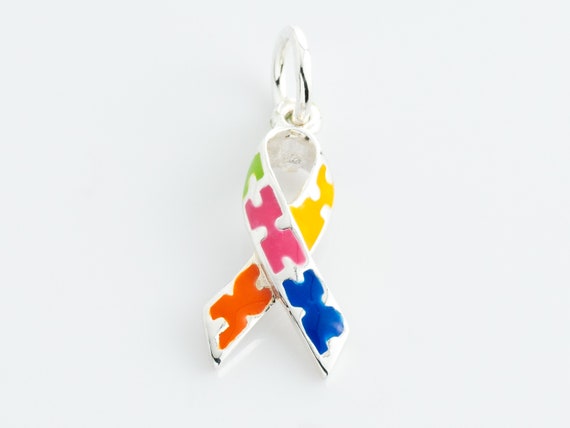 Orange Enamel Awareness Ribbon Charm Sterling Silver Orange Enamel Awareness Ribbon Charm Sterling Silver
