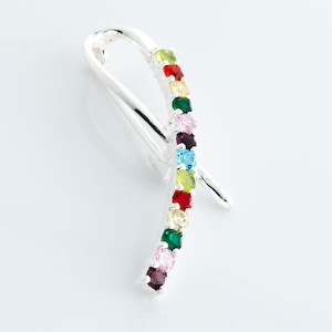 Colorful Cubic Zirconia Awareness Ribbon Pin for Awareness, Autism Awareness, CZ Lapel Pin, Awareness Ribbon Pin, ARPN027