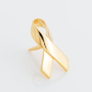 Gold Plated over Sterling Silver Awareness Ribbon Pin, Awareness, Survivor Gift, Lapel Pin, Ribbon Pin, ARPN013