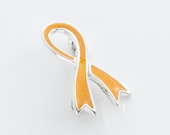 Gold Enamel Sterling Silver Awareness Ribbon Pin, Childhood Cancer, Neuroblastoma Ribbon Lapel Pin, Enamel Ribbon Pin, ARPN008