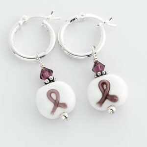 Awareness Ribbon Bead Dangle Earrings, Purple Awareness Ribbon Earrings, Hope Ribbon, Survivor Gift, Ribbon Earrings, ARER11