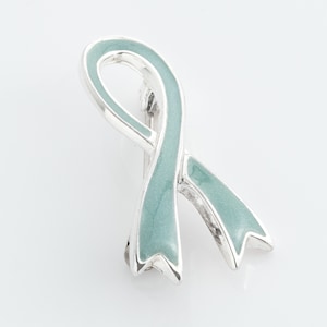 Lt. Blue Enamel Sterling Silver Awareness Ribbon Pin, Prostate Cancer ,Men&#39;s Health, Ribbon Lapel Pin, Enamel Ribbon Pin, ARPN008
