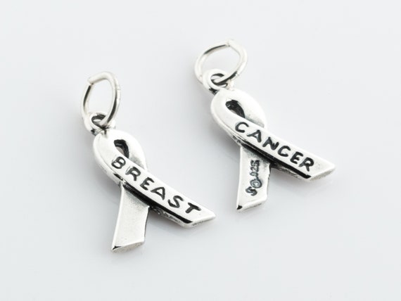 Sterling Silver Breast Cancer Awareness Ribbon Charm, Awareness