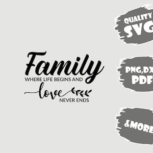 Family where life,Family Quotes SVG, Family Sign, Home Decor Svg, Cut File Cricut, Silhouette, Family SVG,Svg,Pdf,Eps,Dxf,Png