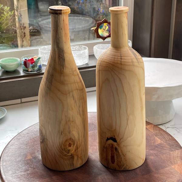 Wine Bottle Crafted in Cedar or Hemlock