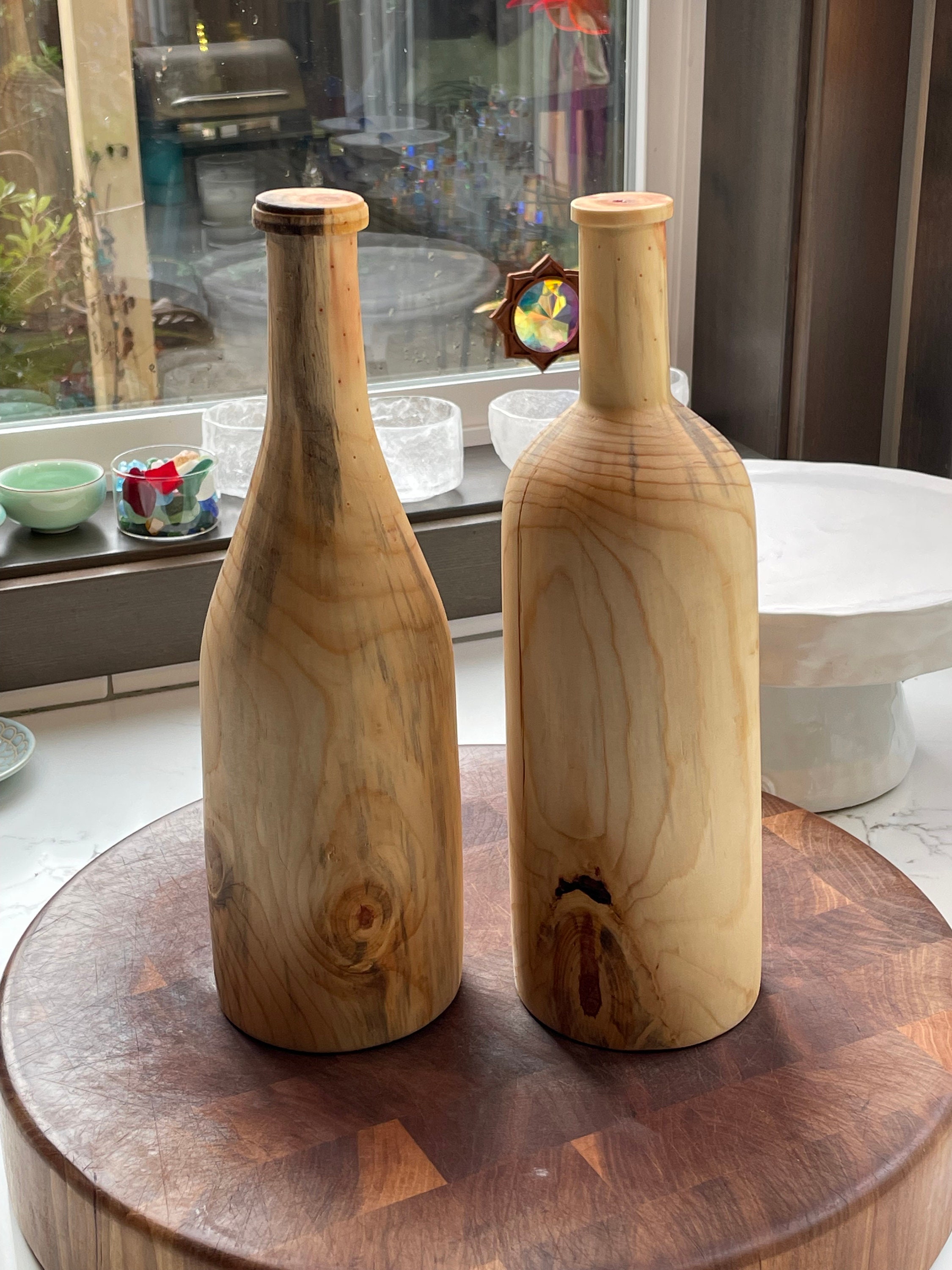 Wood wine bottle deals