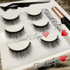 Magnetic Eyelashes Lashes 5d Eyelashes Mink Lashes 3 pairs tweezer magnetic eyeliner Set || US SELLER
