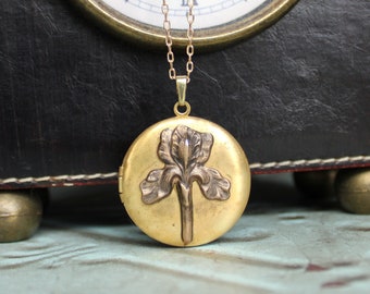 Jugendstil Antik Messing Iris Medaillon