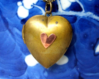 Vintage Style Oxidised Heart Locket on a Matching Belcher Chain
