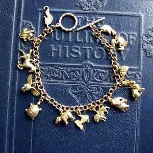 Vintage Style Messing Tier Charm Armband
