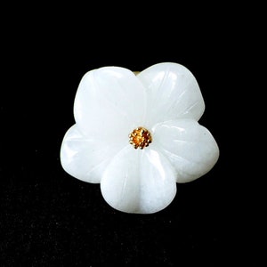 Vintage Style Adjustable White Jade Flower Ring