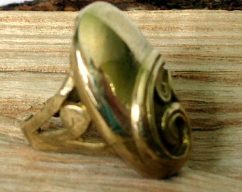 Large Vintage Style Adjustable Oval Brass Ring