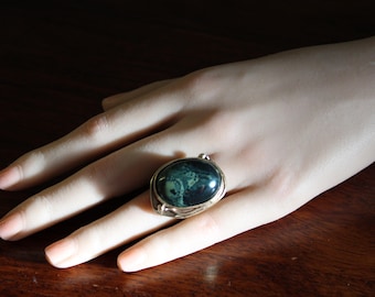 Large Adjustable Vintage Style Kambaba Jasper Oval  Ring