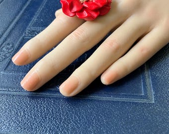 Vintage Style Adjustable Aged Brass Resin Flower Ring