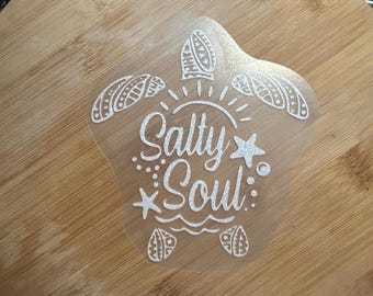 Salty Soul Sea Turtle  Premium Varieties Weatherproof Vinyl Decal for Smooth Surfaces~ Laptops, Windows, Cars, Boats, & Signs