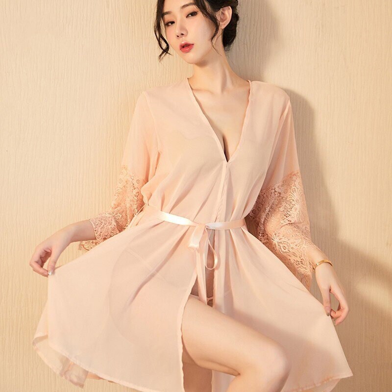 Pink Sheer Nightgown Robe Sexy 