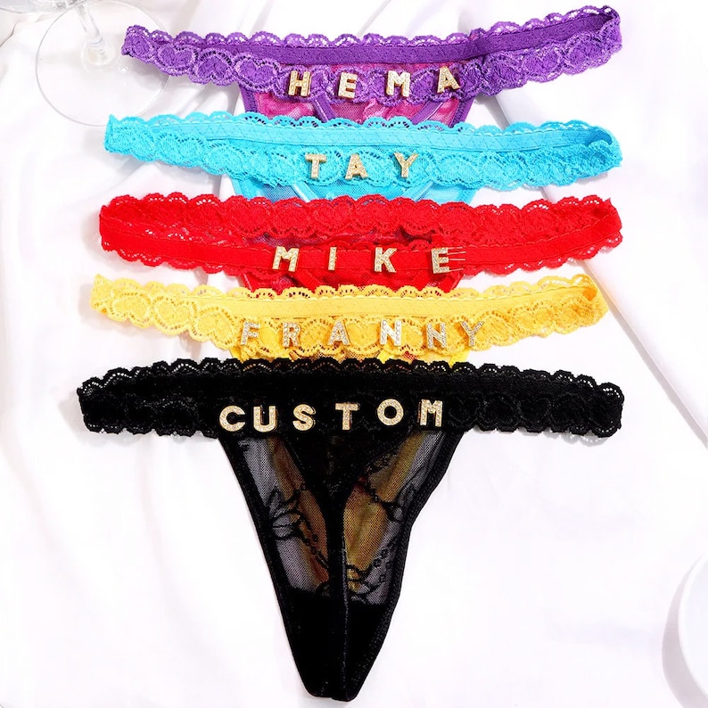 Sheer Custom Thong With Name Personalized Thongs for Women Customized