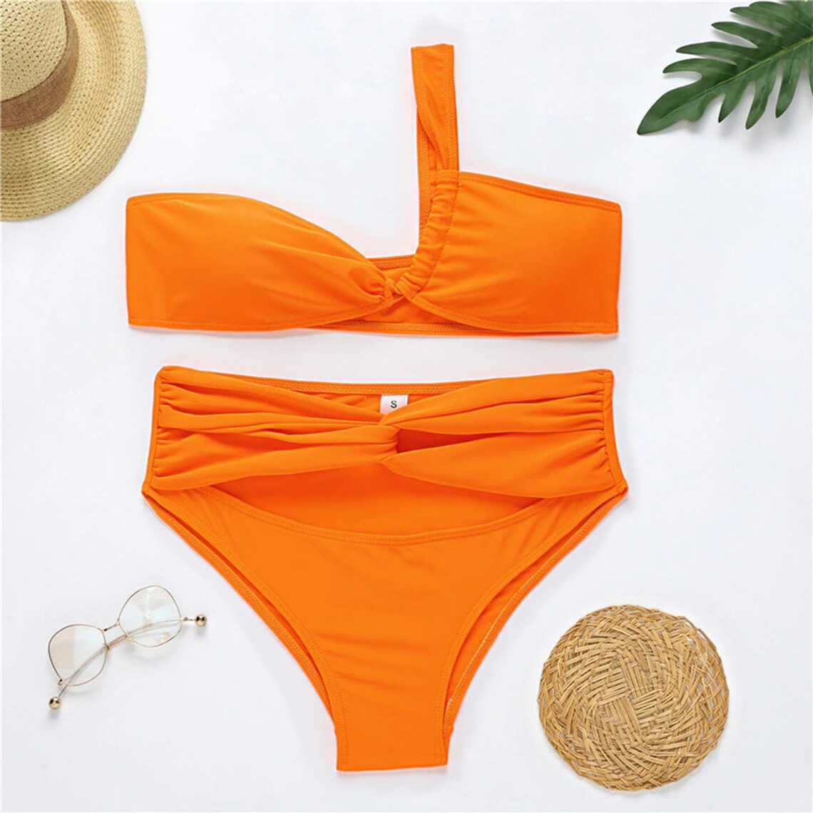 neon bandeau swimsuit